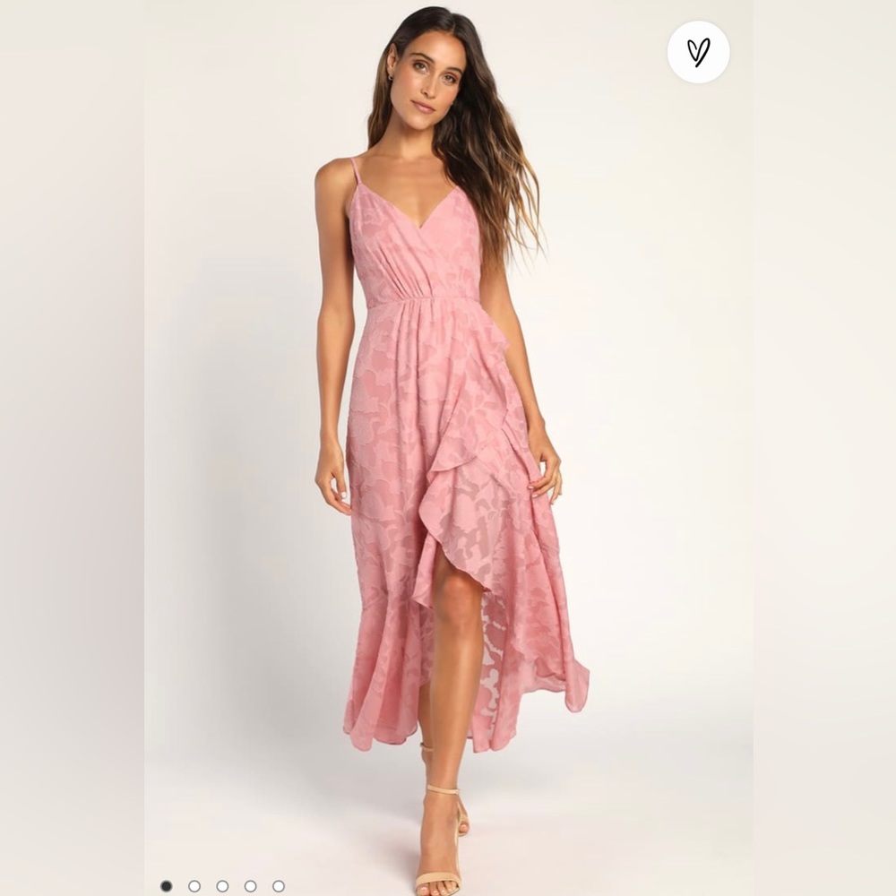 Lulus Near Your Heart Pink Burnout Floral High-Low Dress